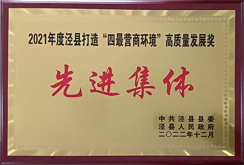 2021年度涇縣打造四蕞營商環(huán)境高質(zhì)量發(fā)展獎先進(jìn)集體